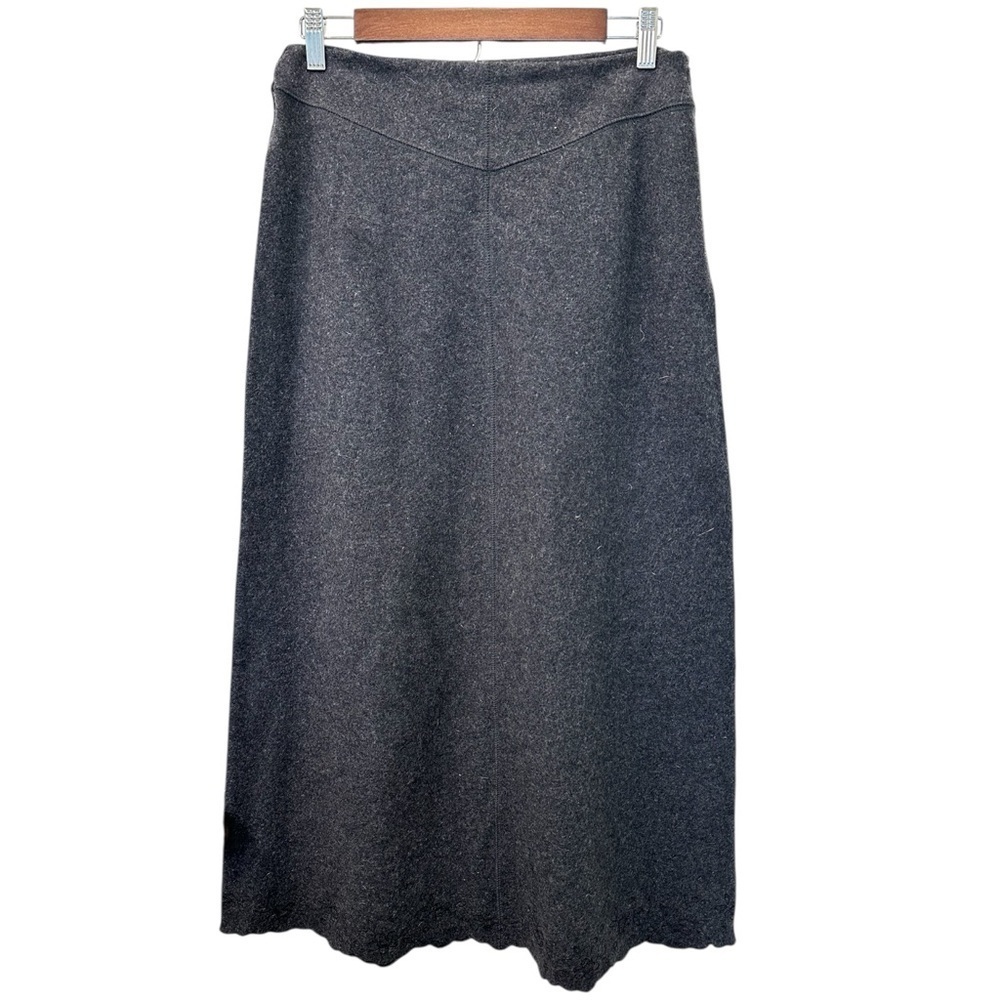 Laura Ashley Vintage Gray Wool Skirt Scalloped Embroidered Hem sz Small